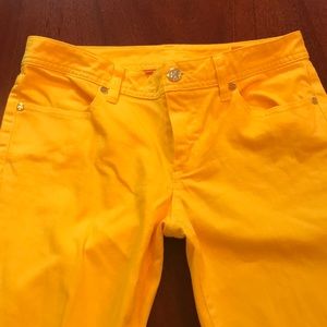 Tory Burch Yellow Cropped and Slim Boot Cut Jeans